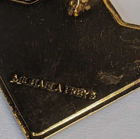 Vintage 1980s Michaela Frey Enamel Pendant Necklace – Signed Modernist Style - Picture 7 of 8